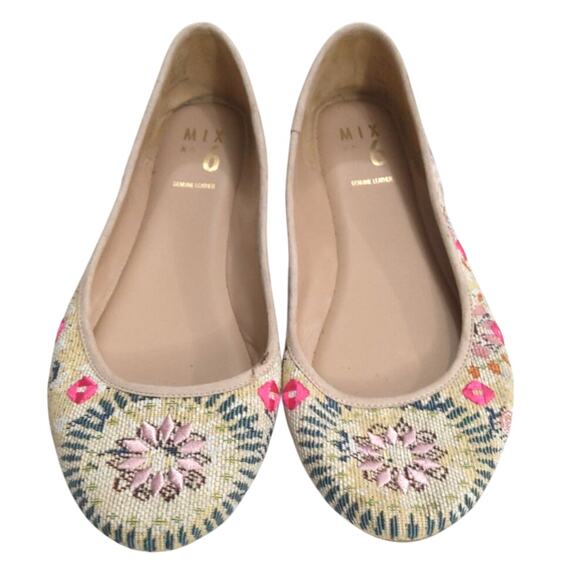 Mix No. 6 Shoes - Mix No 6 Dallilah leather embroidery ballet flats W size 9 floral boho fairycore
